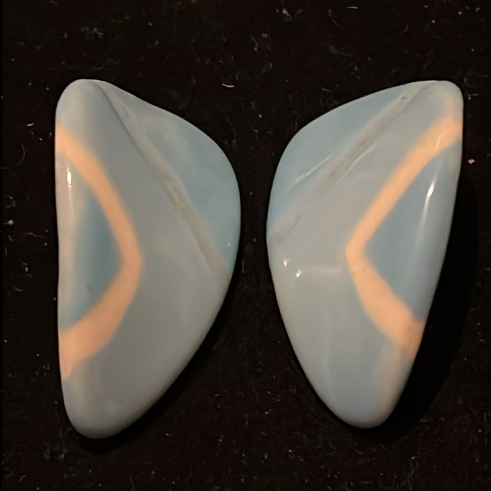 Blue and Cream Stone Earrings